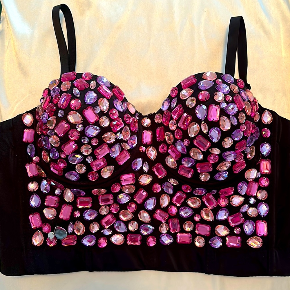 Corset/Bustier bejeweled pink and purple